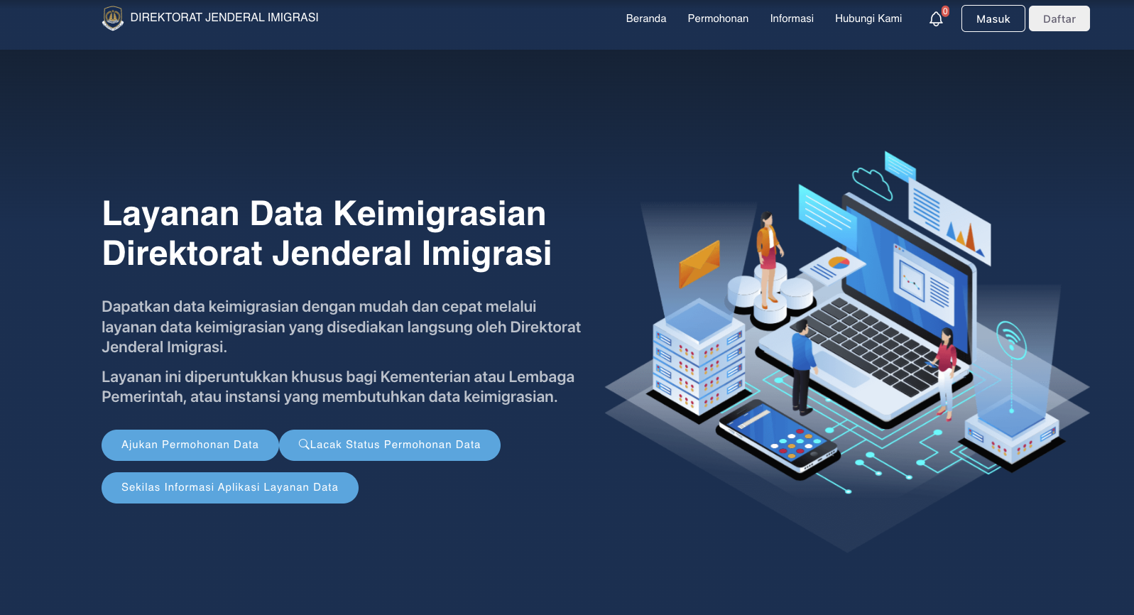 Tampilan Awal Layanan Data